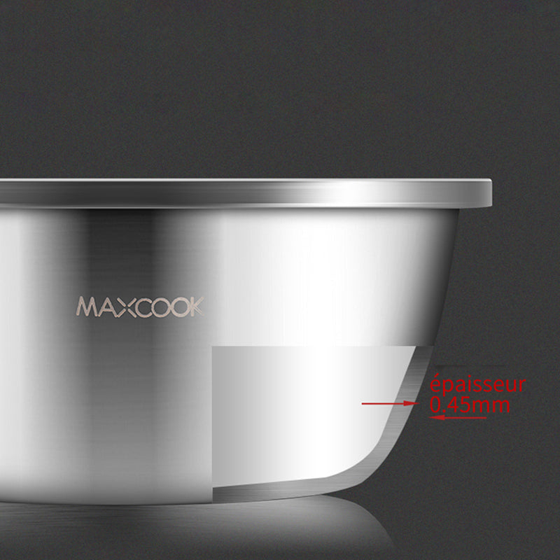 Maxcook Lot de 5 bols en acier inoxydable 304 avec égouttoir - bols épaiscis pour légumes et assaisonnements - 30 cm (MCWA797)