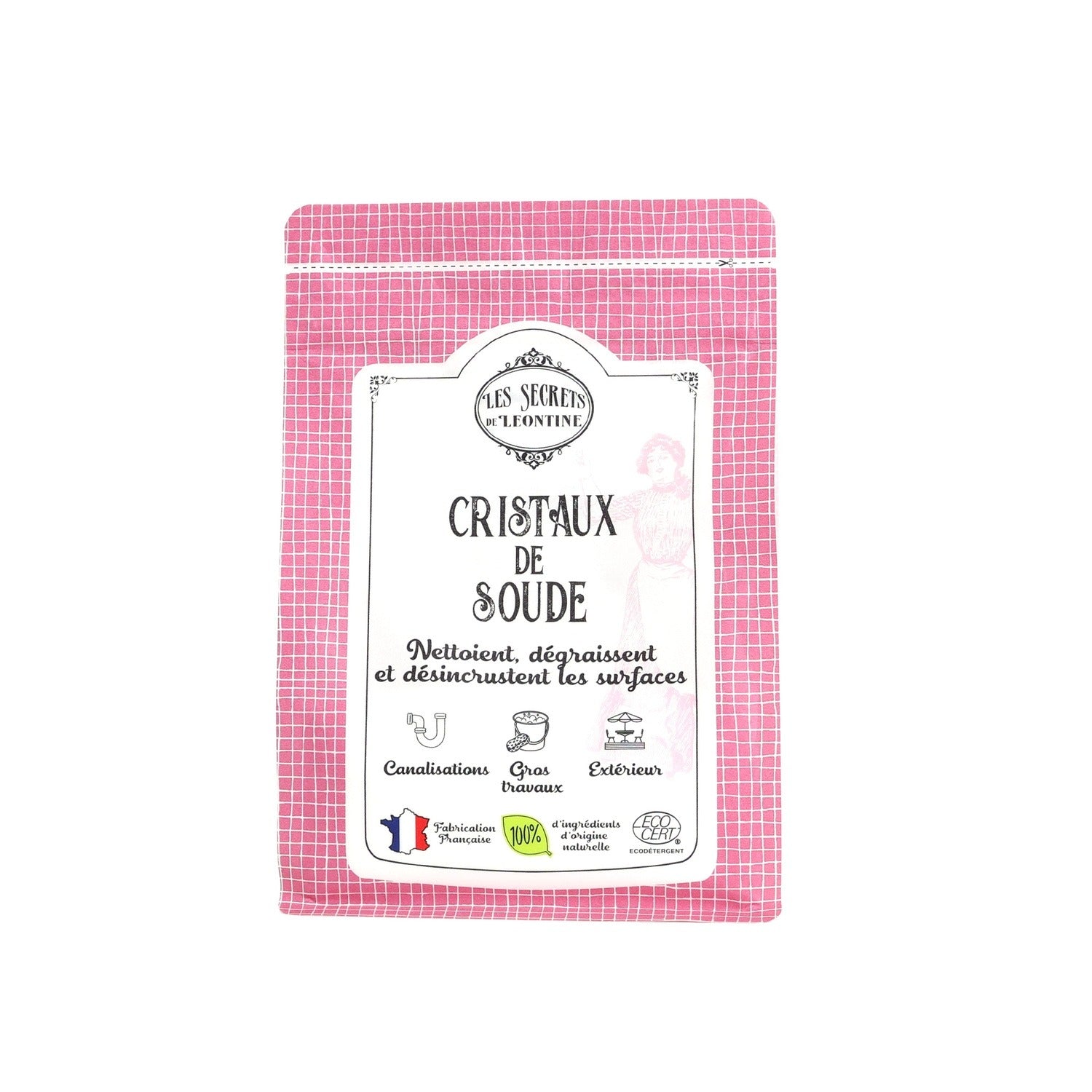 LES SECRETS DE LEONTINE Cristaux de soude poudre nettoyante Ecocert dégraissante 500 g