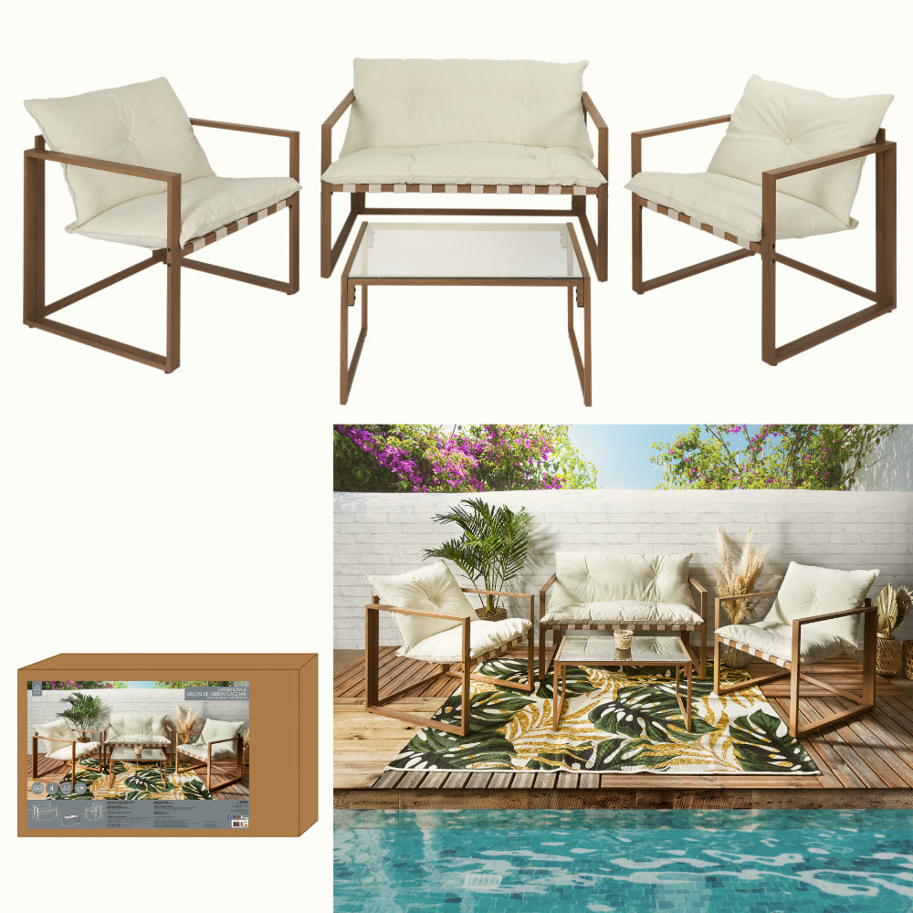 HOME DECO FACTORY Salon de jardin Cagliari 4 pièces M2