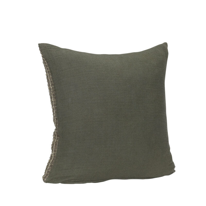 Hübsch Ori Housse de coussin - Olive/beige