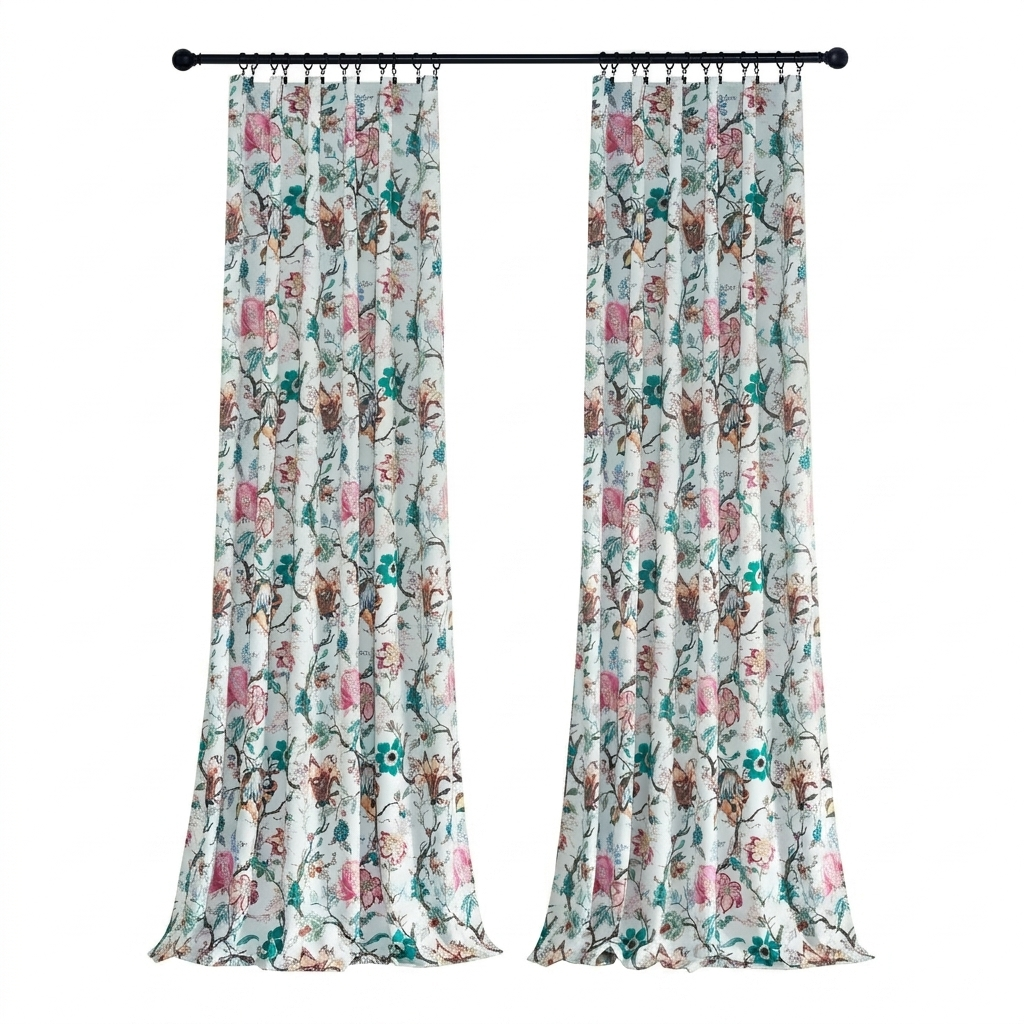 PONY DANCE Rideaux floraux 100 % occultants, Imprimé liane botanique vintage, Rideaux à isolation thermique pour chambre et salon, 2 panneaux, L 132 x H 220 cm, Rose