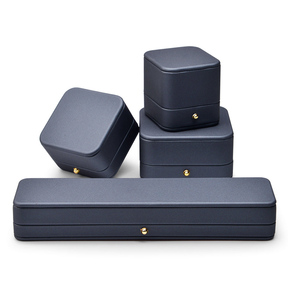 Oirlv boîte de rangement pour bague et pendentif en cuir haut de gamme bleu acier, présentation de bijoux