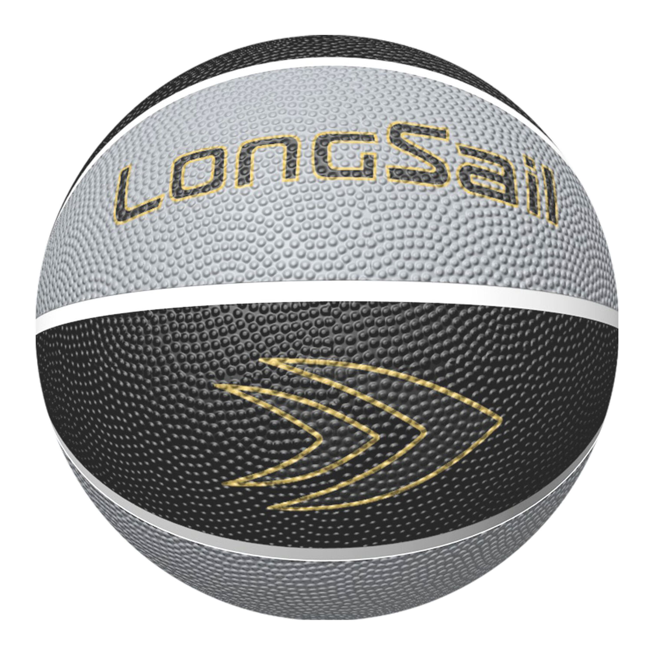 LONGSAIL Ballon de basket-ball en caoutchouc de haute qualité 29,5 po Taille 7 Noir/Gris