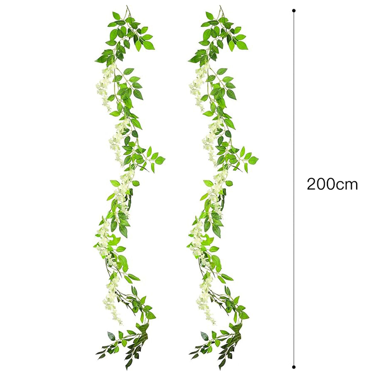 Wei's moment 2 pièces 7 ft Plantes fleuries en guirlande de liane de glycine artificielle Arts de fleurs pour cérémonie décoration de mariage à la maison (Blanc)