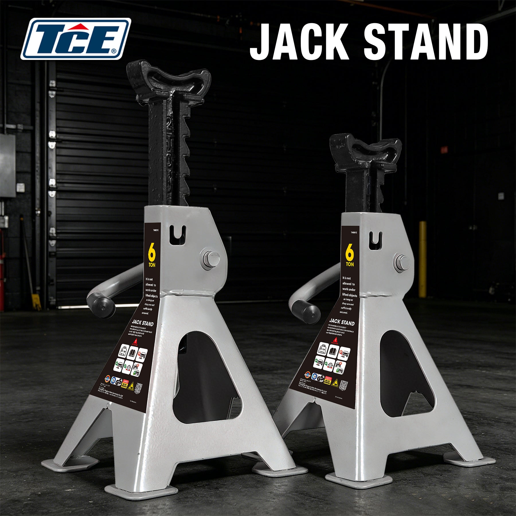 TCE Chandelles de Sécurité de Qualité Professionnelle 6t 388-580mm Hauteur Réglable Certifié en 1494 Structure en Acier Soudé pour Grands SUVs Véhicules Tout-Terrain 4x4 Camions Légers BIG RED TORIN