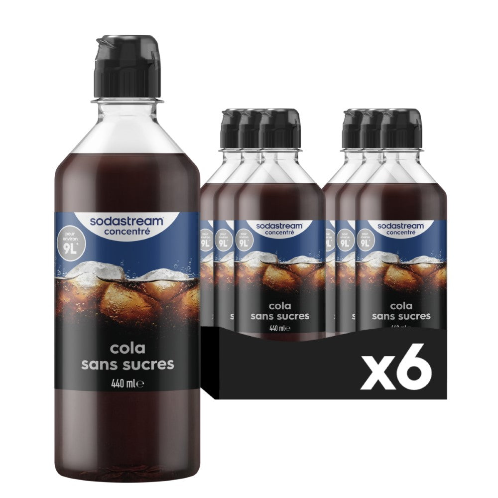SodaStream Lot de 6 Concentrés Cola sans Sucres 440 ml | Préparez jusqu'à 54 L de Boisson | Bouchon Anti-Goutte