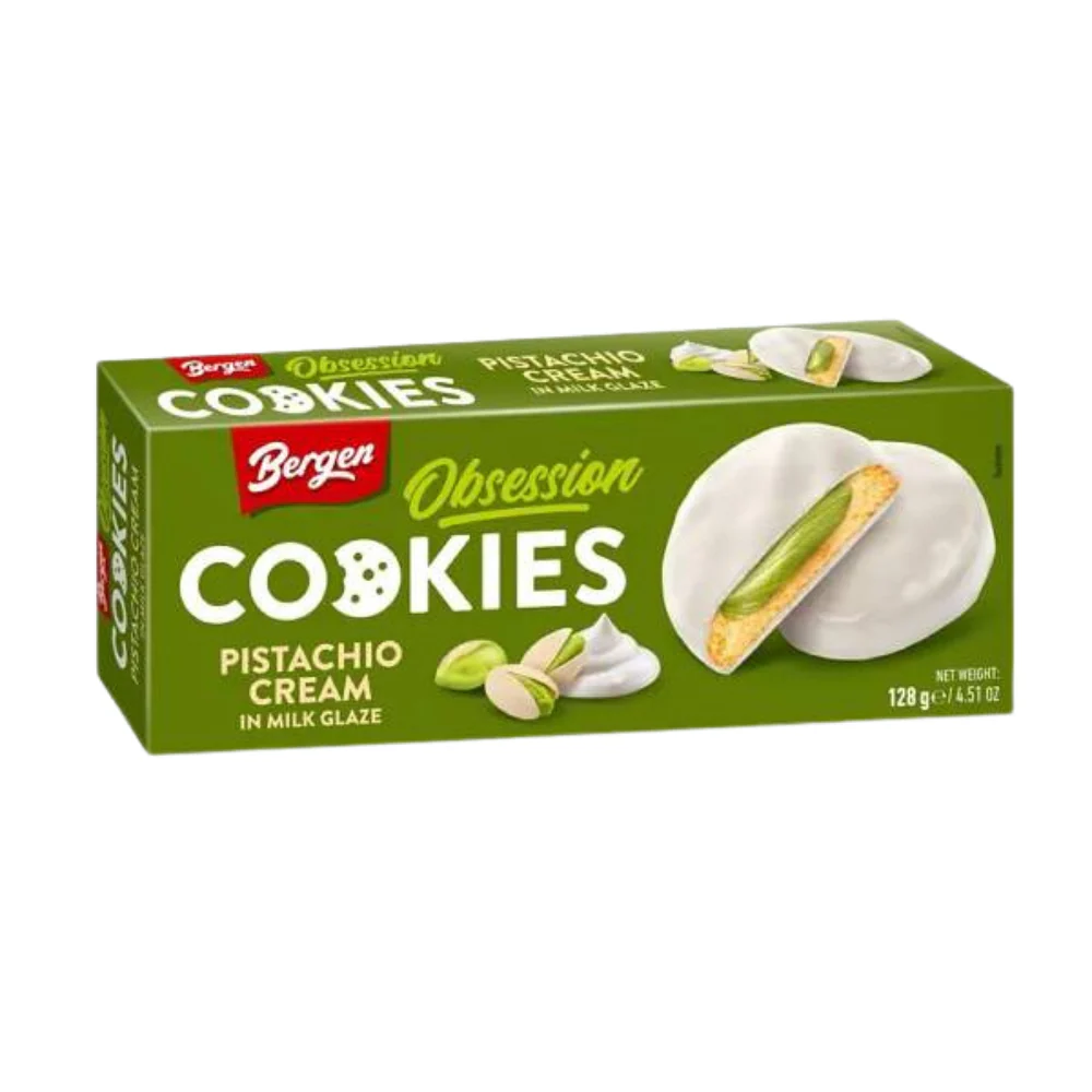 BERGEN Biscuits à la crème de pistache et glaçage au lait - 128 g