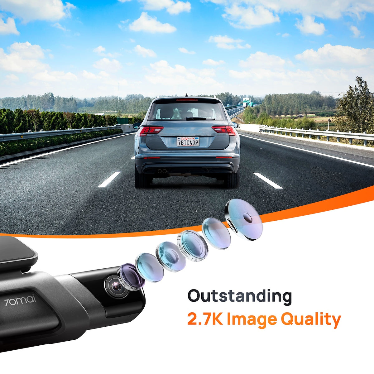 70mai Caméra embarquée M500 Ultra HD 1944P Avec stockage eMMC 64 Go intégré, champ de vision ultra-large 170°, vision nocturne HDR, GPS intégré et suivi d'itinéraire, ADAS
