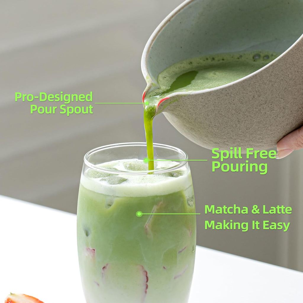 TEANAGOO Fouet à Matcha, Set Matcha en Céramique 9 Pièces, Kit Matcha pour Cérémonie, Set à Thé Matcha pour Préparer Petit-Déjeuner/Matcha Latte