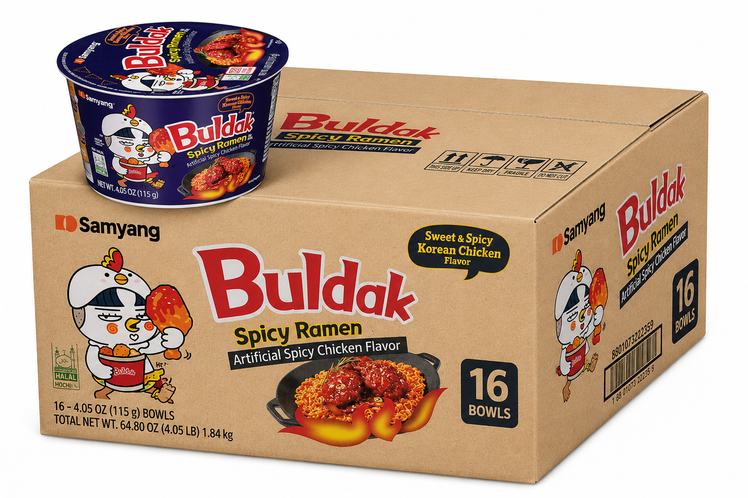 Samyang Ramen Bol (saveur poulet frit coréen sucré et épicé) 115 g x 16 (boîte)