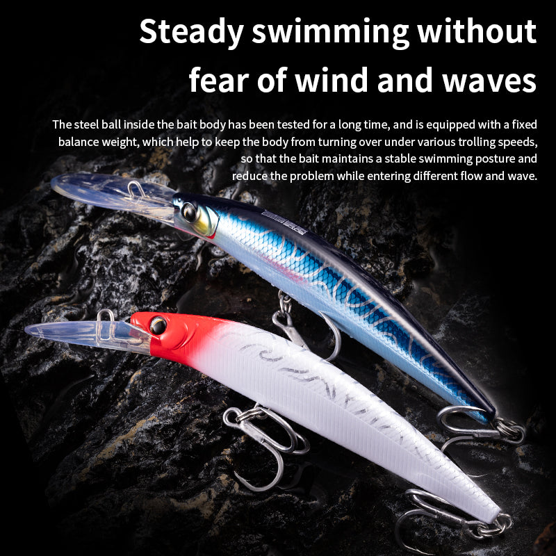 ECOODA Leurre vairon bleu cyan en forme de poisson 165DD pêche à la traîne 1 paquet