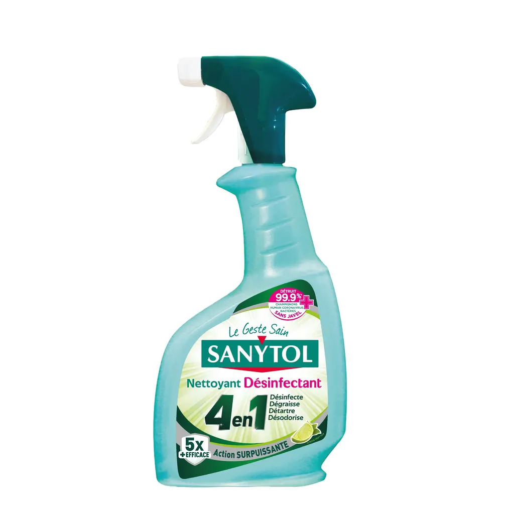 Sanytol Spray Nettoyant Désinfectant Multi-Surfaces 4 Actions Protection Fraîcheur, 500 ml