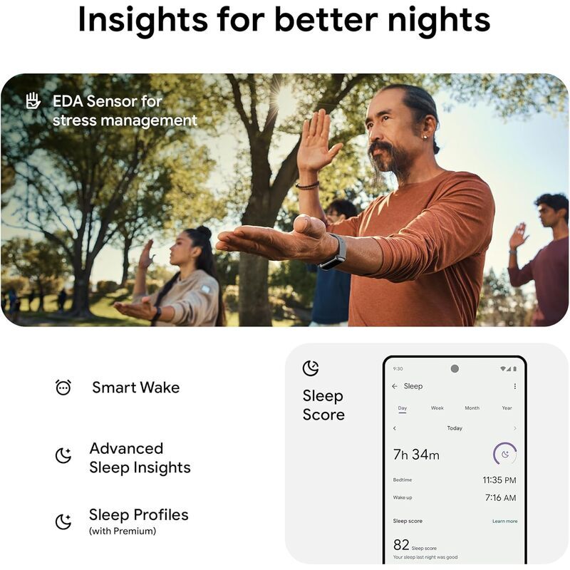 Google Fitbit Charge 6 Tracker d'Activité Inclus un Abonnement Premium de 6 Mois, Autonomie de 7 Jours, Google Wallet et Maps Corail / Or Champagne