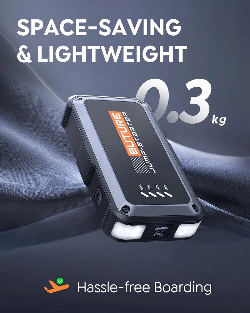 BUTURE Beta08 Démarreur de batterie portable 3000A – Démarreur de batterie 3 en 1 pour véhicules 12 V (jusqu'à 9,0 L essence / 8,5 L diesel), batterie externe 16 800 mAh