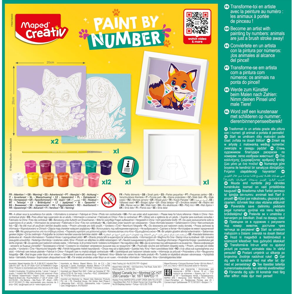 Maped Creativ Peinture par Numéros – Chien et Renard – Activité de Peinture pour Enfants