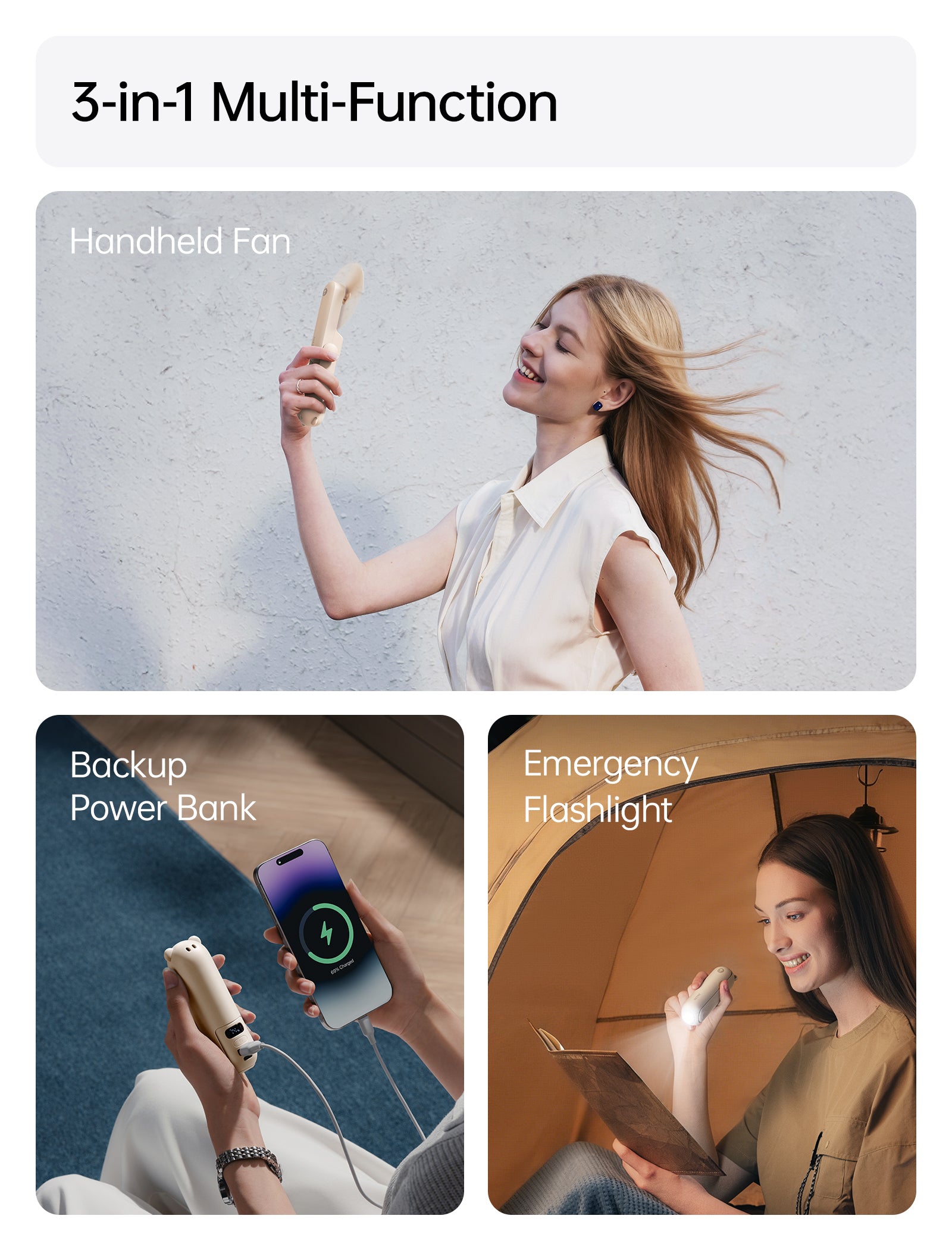 JISULIFE Ventilateur portable rechargeable – La nouvelle version améliorée est dotée d'un écran numérique LED clair pour l'état de la batterie en temps réel