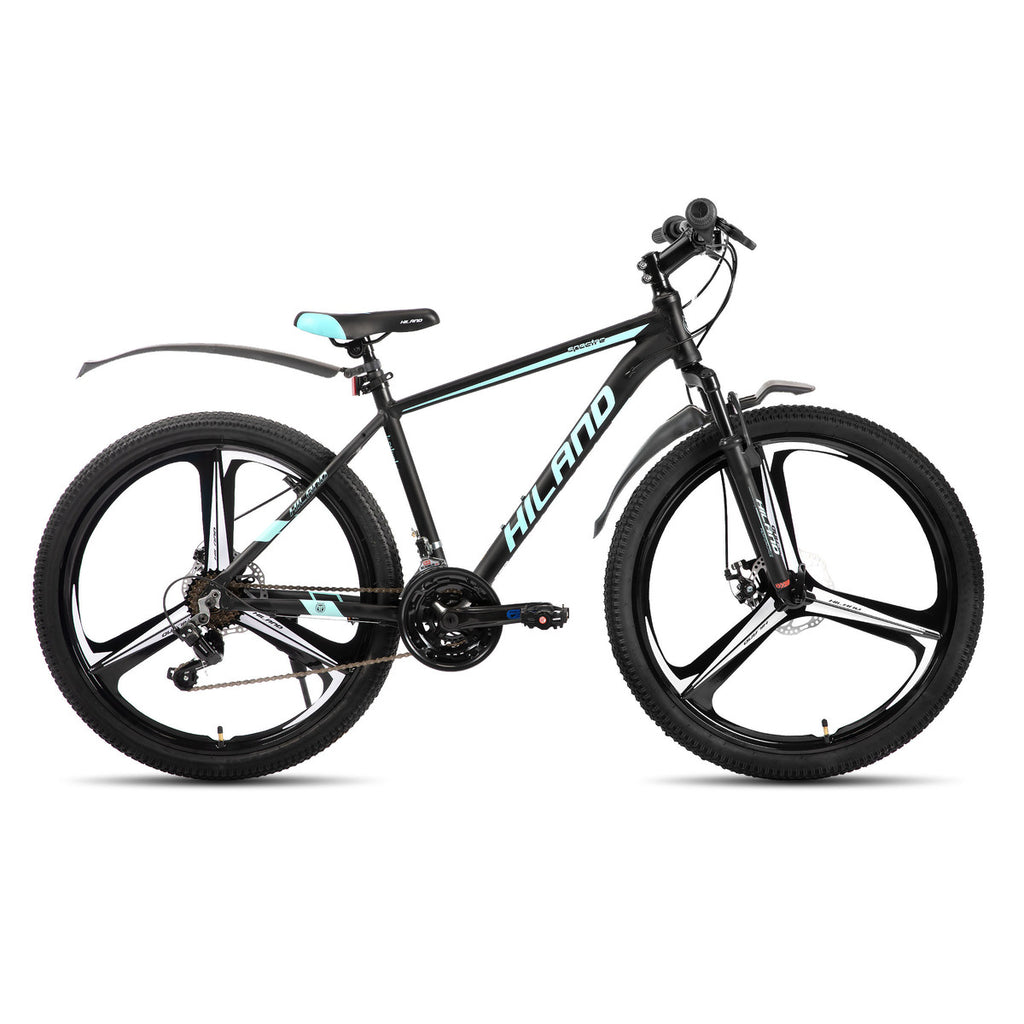 Hiland, H200 Plus, VTT 26 pouces avec cadre en alliage d’aluminium, freins à disque doubles, 18 vitesses, suspension avant, pour hommes et femmes, noir