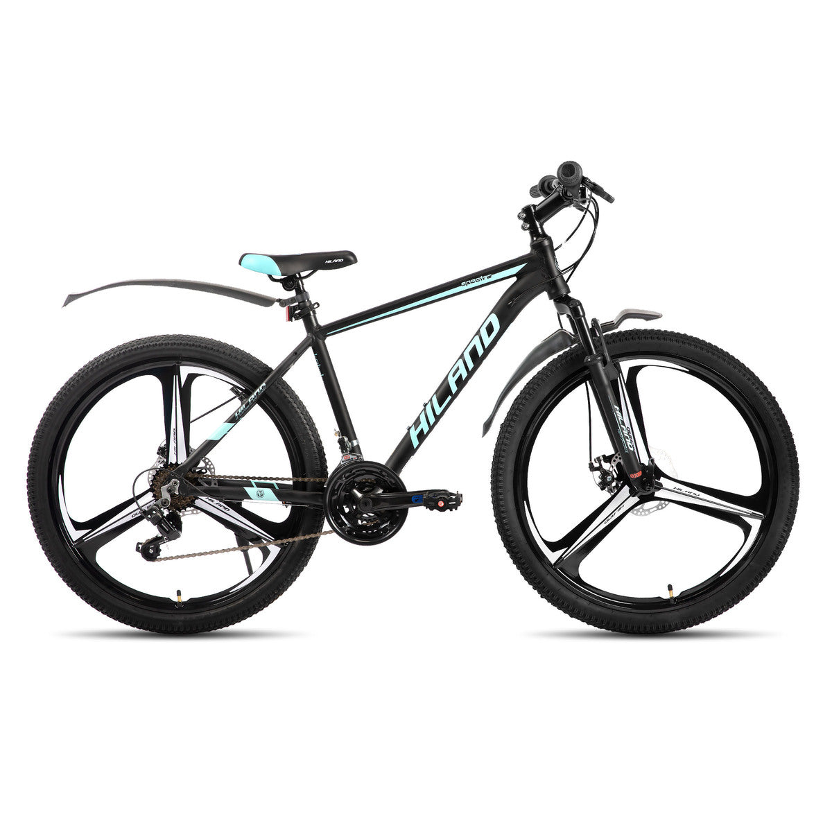 Hiland, H200 Plus, VTT 26 pouces avec cadre en alliage d’aluminium, freins à disque doubles, 18 vitesses, suspension avant, pour hommes et femmes, noir