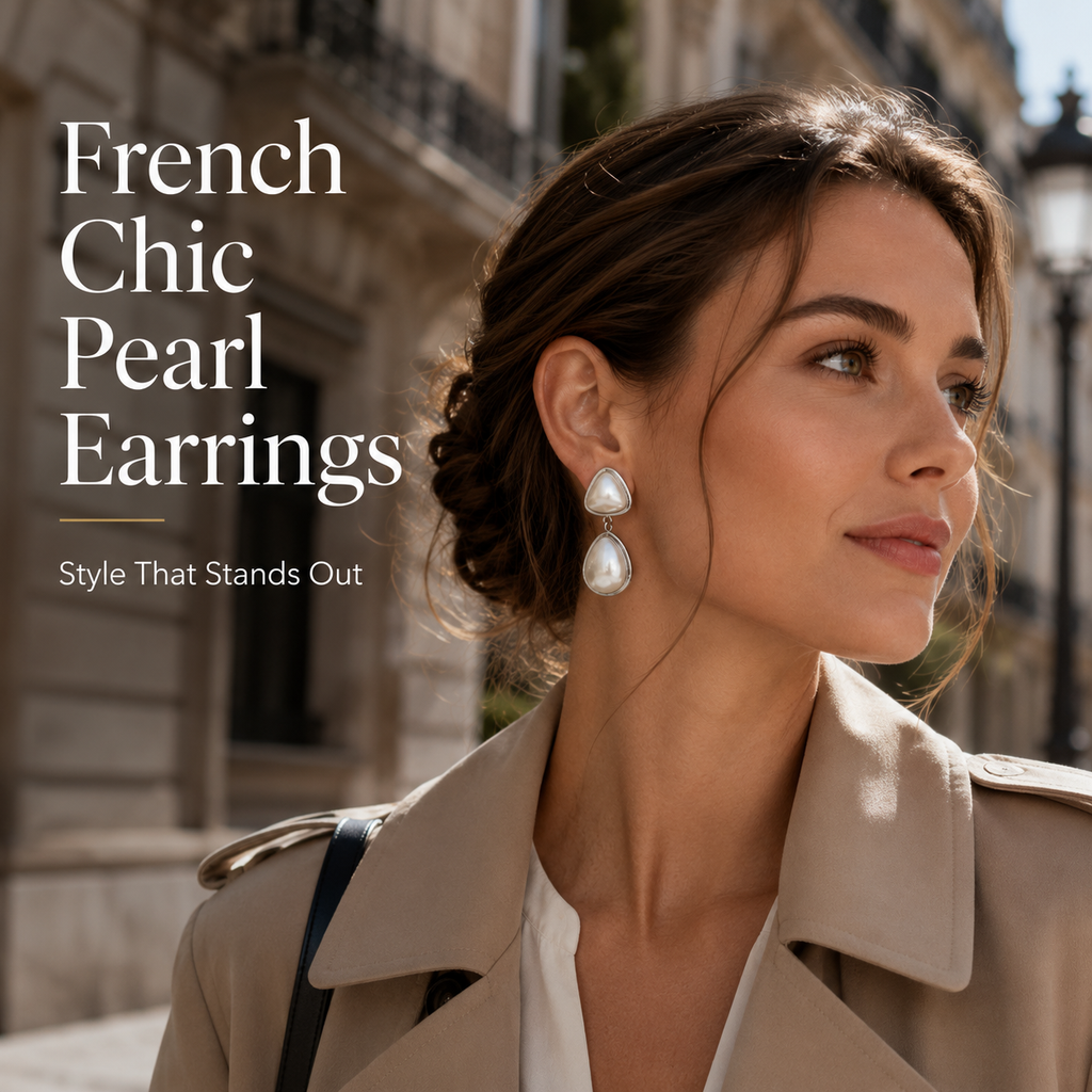 VoxorAI Boucles d'oreilles pendantes en perles goutte d'eau style français, Clous d'oreilles, Boucles d'oreilles toutes saisons, Argent
