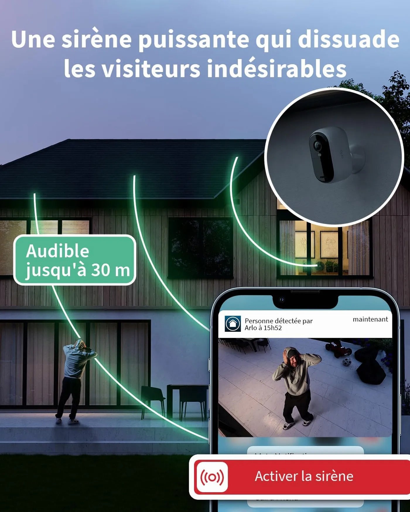 ARLO Pack Maison Protégée : Pack de 3 caméras extérieur Arlo Essential2 2K + 3 panneaux solaires + 2 caméras intérieur Arlo Essential 2K