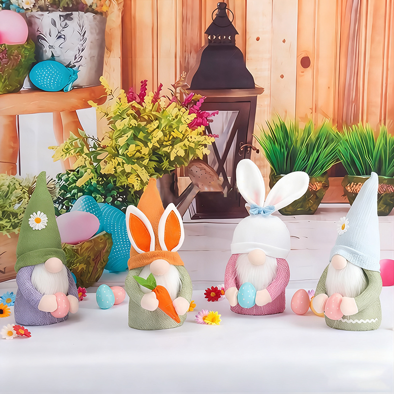 Yuejia 1 Pièce 12 Pouces/30 cm Décorations de Pâques Gnomes en Peluche, Poupées Gnomes Lapins sans Visage Faites à la Main Ornaments de Pâques