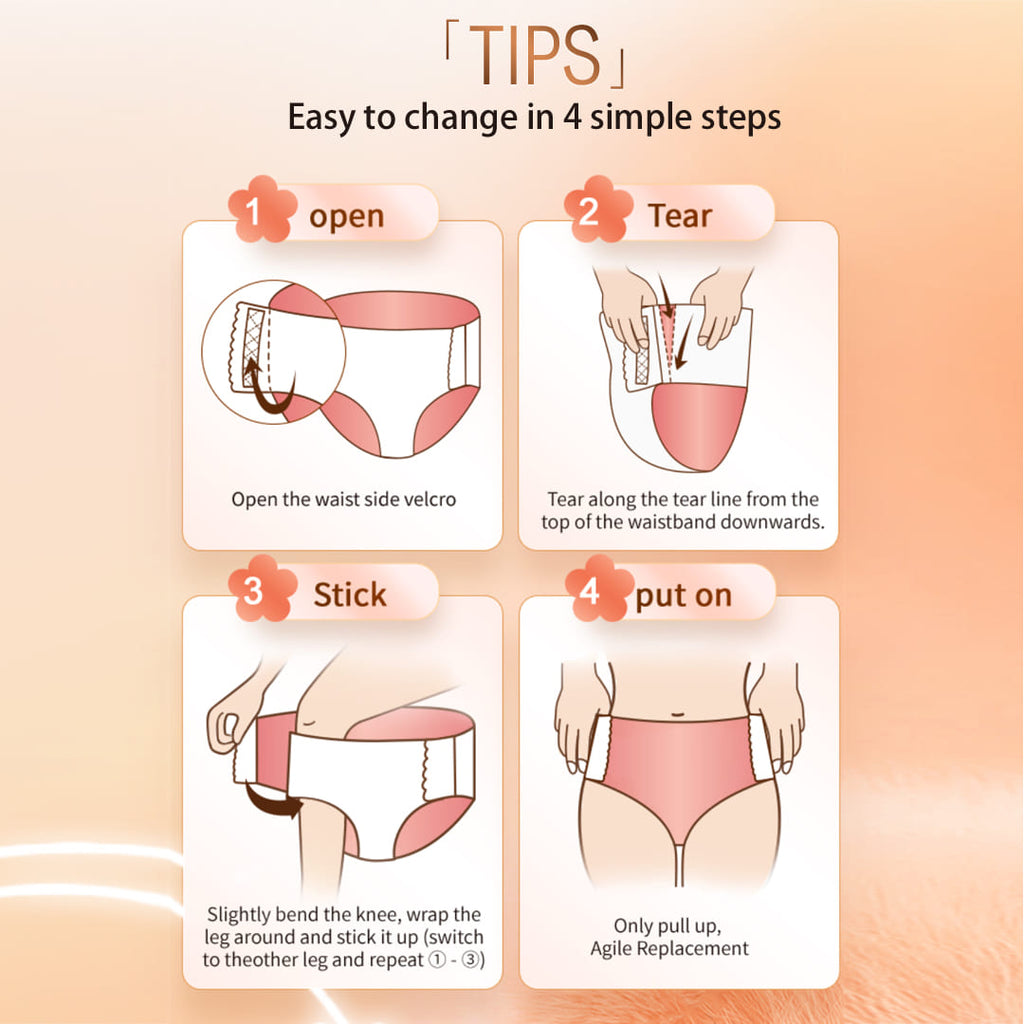 C&S JIEROU Dolemi Mao'ning - culottes menstruelles jetables pour femmes avec liens latéraux, Taille M-L (4 pièces)