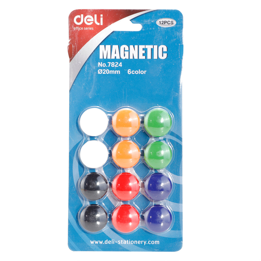 Deli Pastilles magnétiques, fournitures pour tableau d'affichage de bureau, diamètre 20 mm, couleurs assorties, 1 tube
