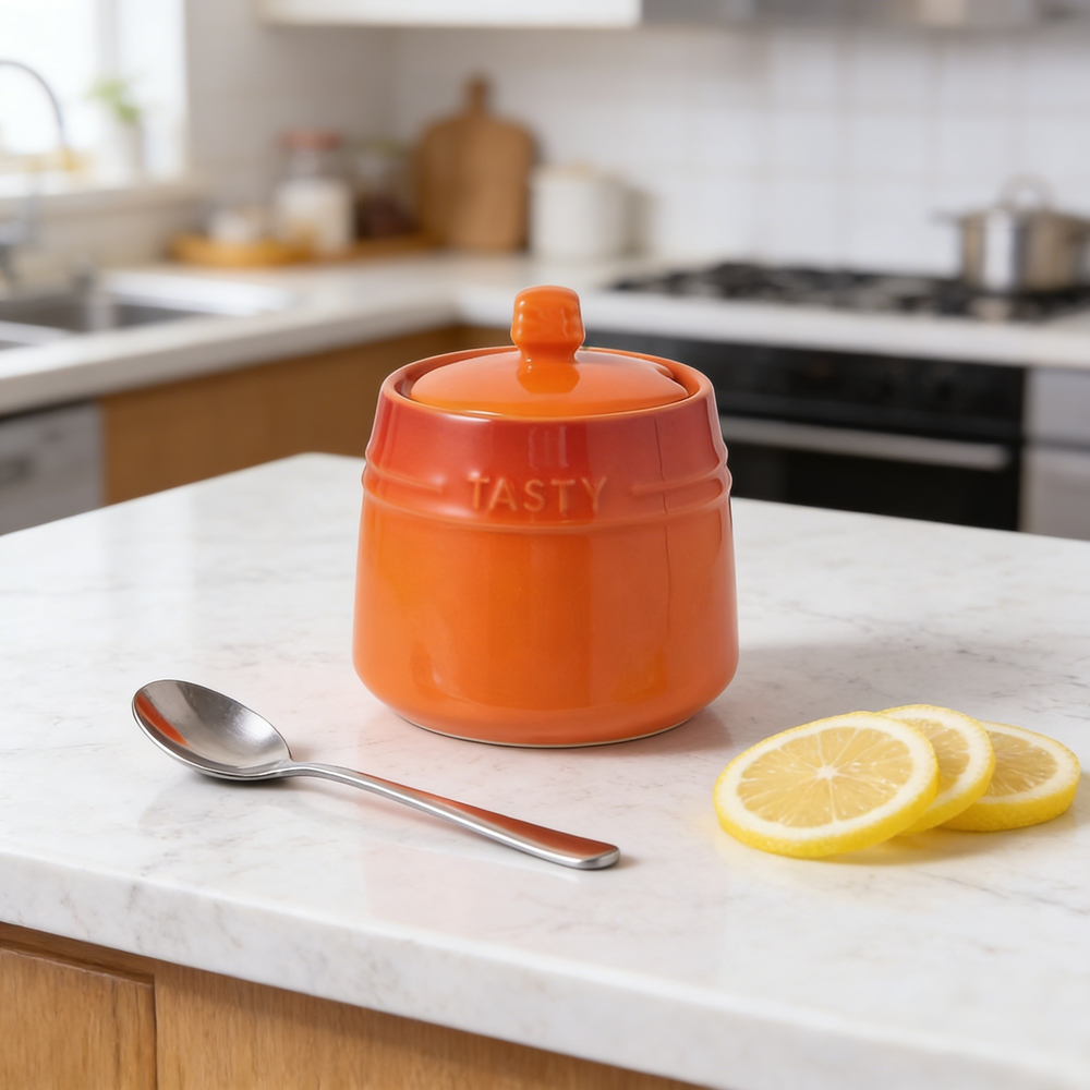 YumiPLUS Boîte en céramique avec couvercle et cuillère - lot de 1