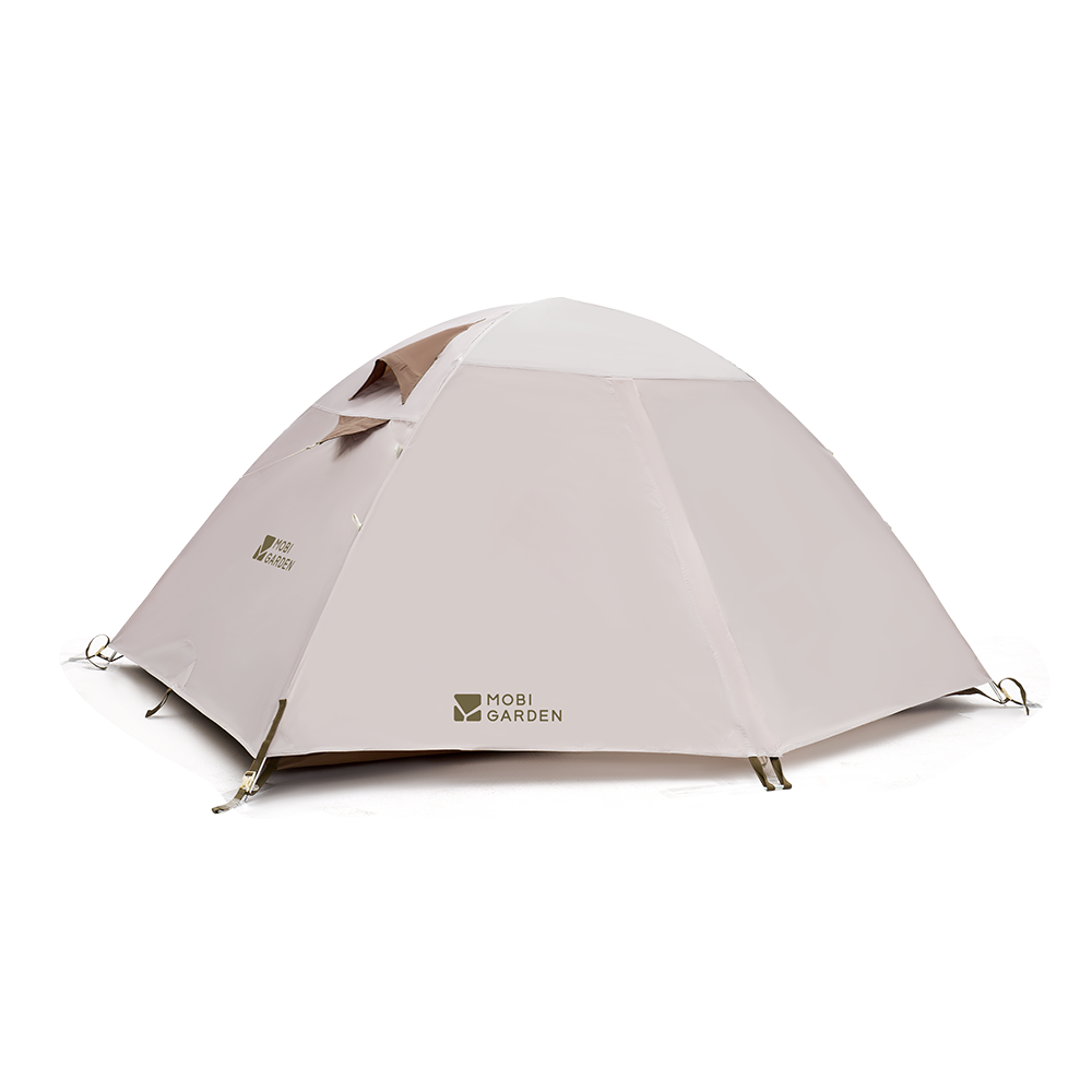 Mobi Garden, Tente de trekking en polyester LUNTA 68D, Tente imperméable ultralégère, Tente de camping de trekking double, Abri de plein air léger, Blanc, Cadre en alliage d'aluminium avec conception imperméable et respirante