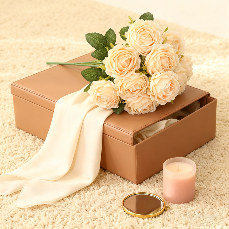 Yuejia 1 Pièce 18,89 in / 48 cm Bouquet de Fleurs de Roses Artificielles en Soie pour Maison Bureau Fêtes Mariée et Décoration de Mariage (Champagne)
