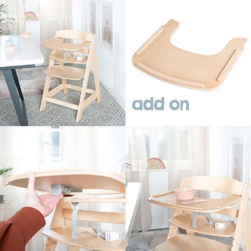 roba Chaise haute pour bébé Sit Up Flex - Chaise haute en bois extensible - Chaise haute réglable avec barre de sécurité - dès 6 mois jusqu'à 70 kg - Naturel
