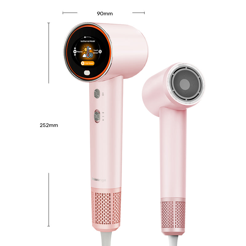 Uniorange H6 Sèche-cheveux à haute vitesse avec technologie plasma, écran LCD HD, 5 modes intelligents, 1600 W de puissance et 1 milliard d'ions plasma