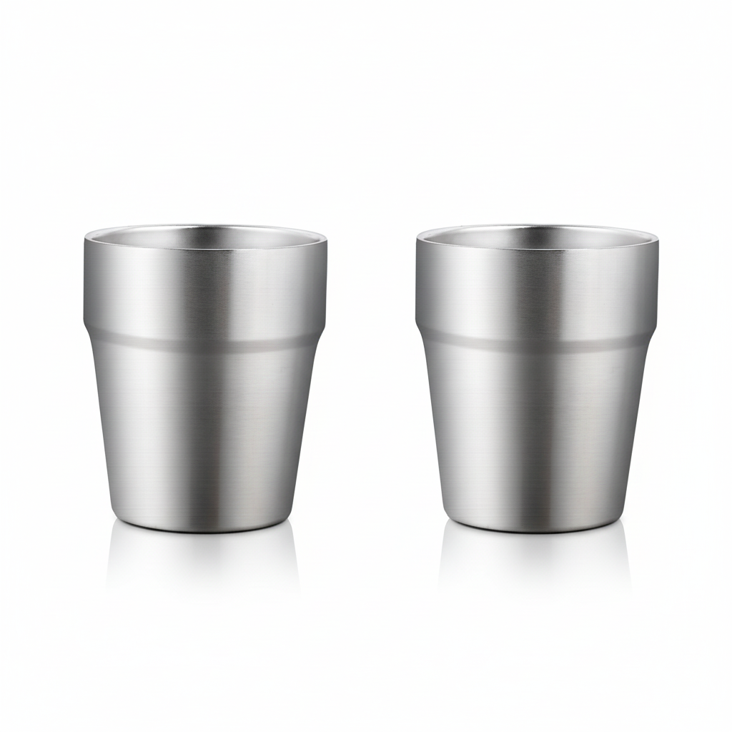 Maxcook Tasses en acier inoxydable 304, 260 ml, lot de 2, empilables, à double paroi, petites tasses pour la maison, le restaurant, la fête et le camping, MCB4560