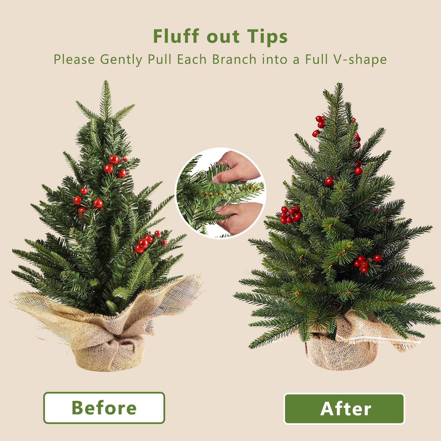 1 pièce Mini sapin de Noël 23,6 pouces/60 cm, sapin de Noël artificiel pour l'intérieur, petit sapin de table décoré avec des baies rouges et des boules de Noël