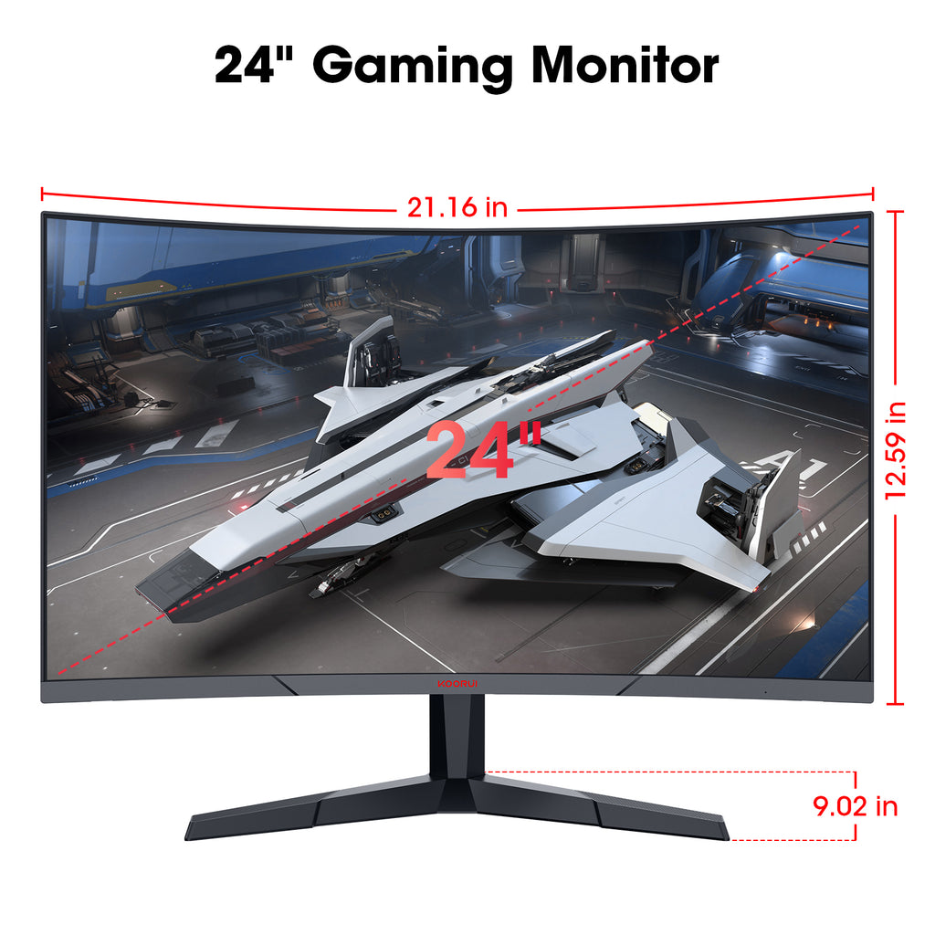 KOORUI 24E6CA – Moniteur de jeu incurvé VA FHD 180 Hz 23,6", Moniteur de jeu incurvé KTC 24E6CA 23,6 pouces rouge-noir, Moniteur d'ordinateur incurvé VA FHD 1920×1080 1500R