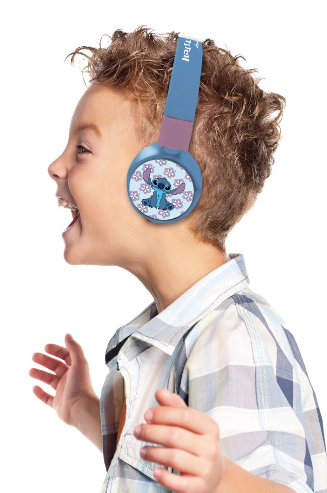 Lexibook Casque 2-en-1 Bluetooth® et Filaire confortable et pliable avec limitation de son design Stitch