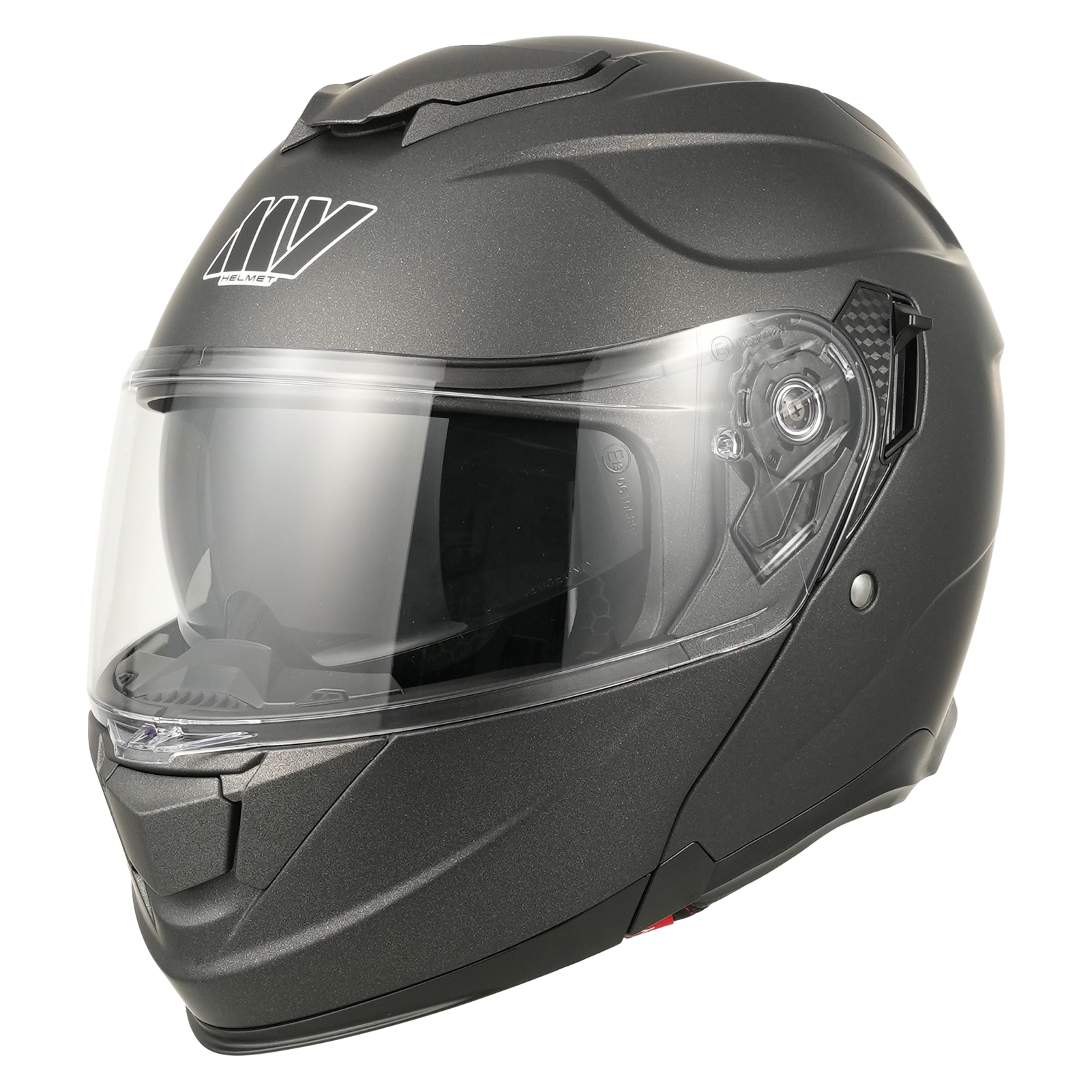 MY-935 Casque de moto intégral modulaire à double visière relevable, unisexe, certifié ECE 22.06, titane mat - Taille S