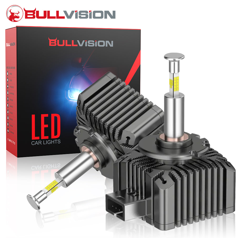Bullvision D2S Ampoules LED 110 W 21000 lm 6000 K Blanc froid, Ampoules LED pour phares, Ampoules LED sans erreur CANBUS, Ampoules LED pour feux de brouillard, Lot de 2