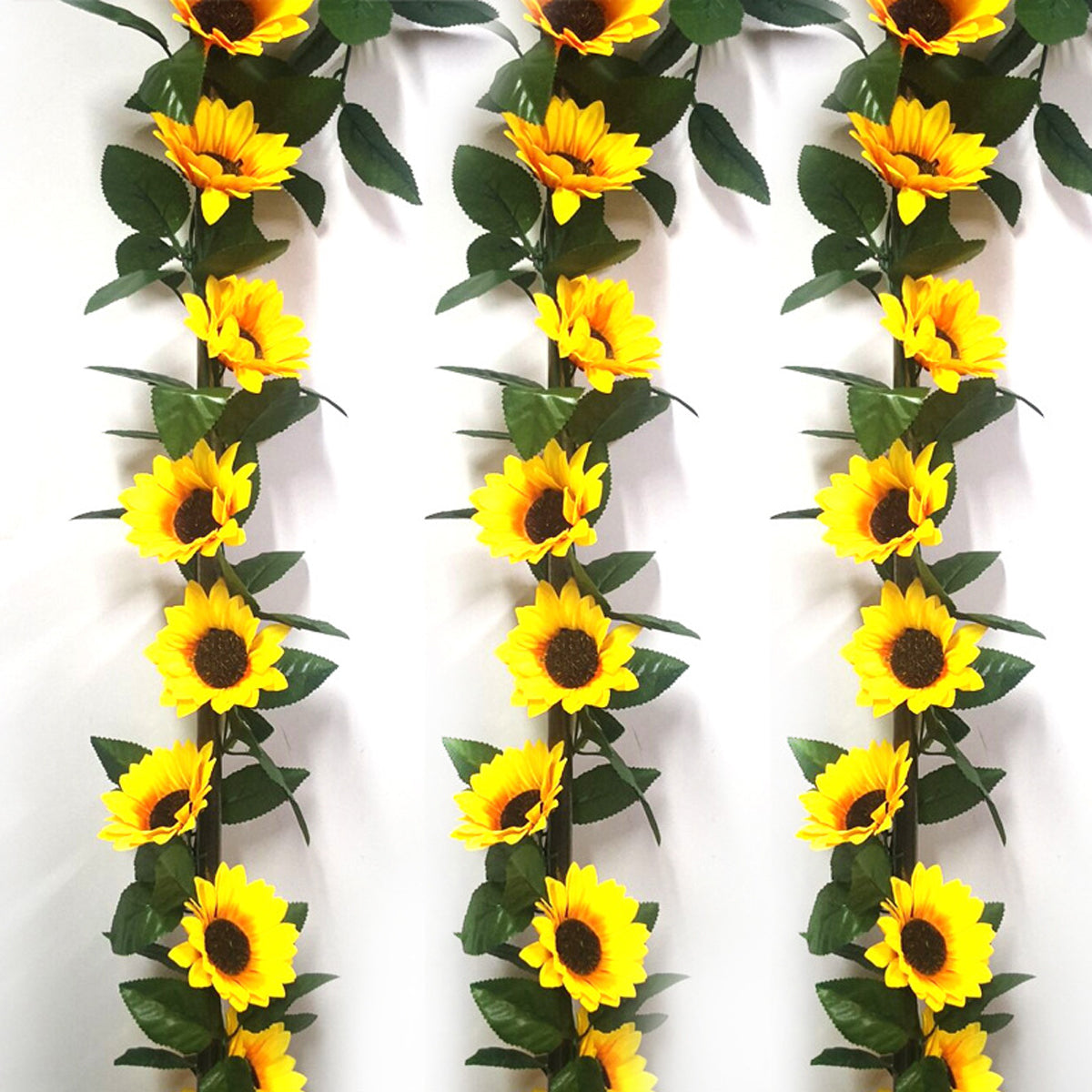 Wei's moment Lot de 3 Guirlandes de Tournesols Artificiels, Guirlande de Fleurs 7,38 ft, Guirlande de Tournesols, Lianes de Faux Tournesols, Fleurs Artificielles, Guirlande