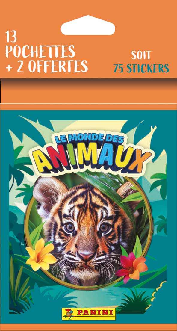 PANINI LE MONDE DES ANIMAUX Blister 13 pochettes + 2 offertes