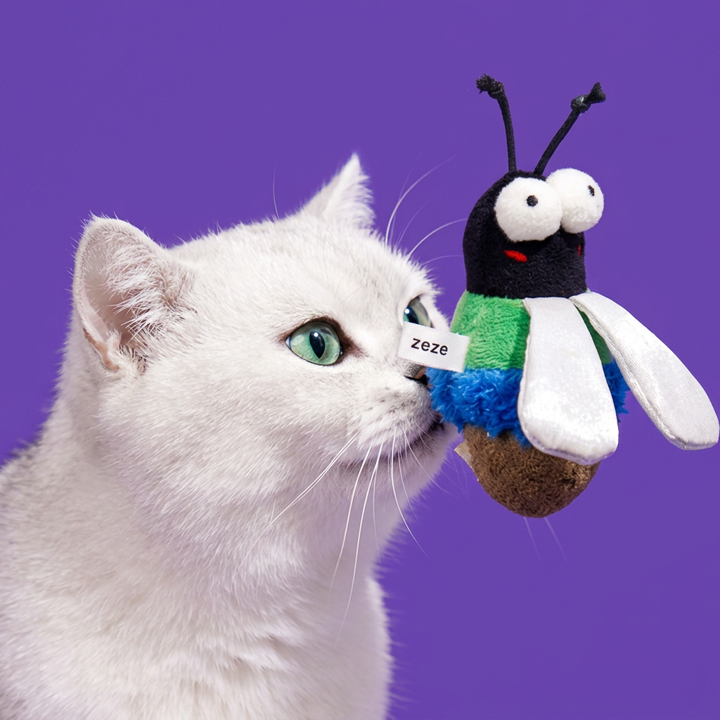 ZEZE Jouet pour chat avec herbe à chat en forme de moucheron vert