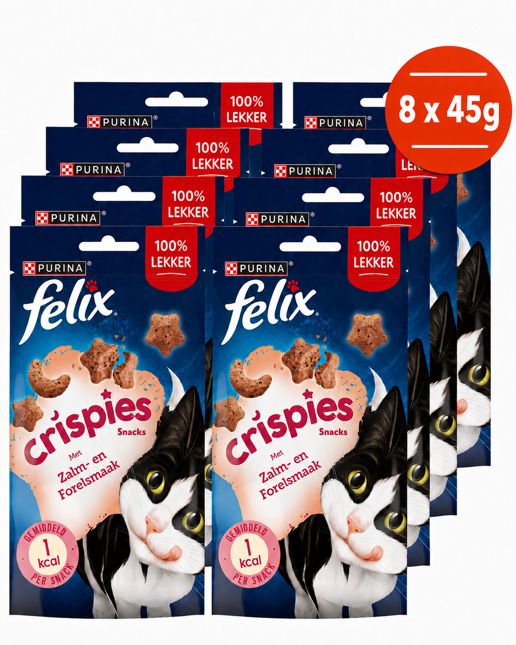 Felix Crispies Friandises pour Chat Saumon et Truite 8*45 g