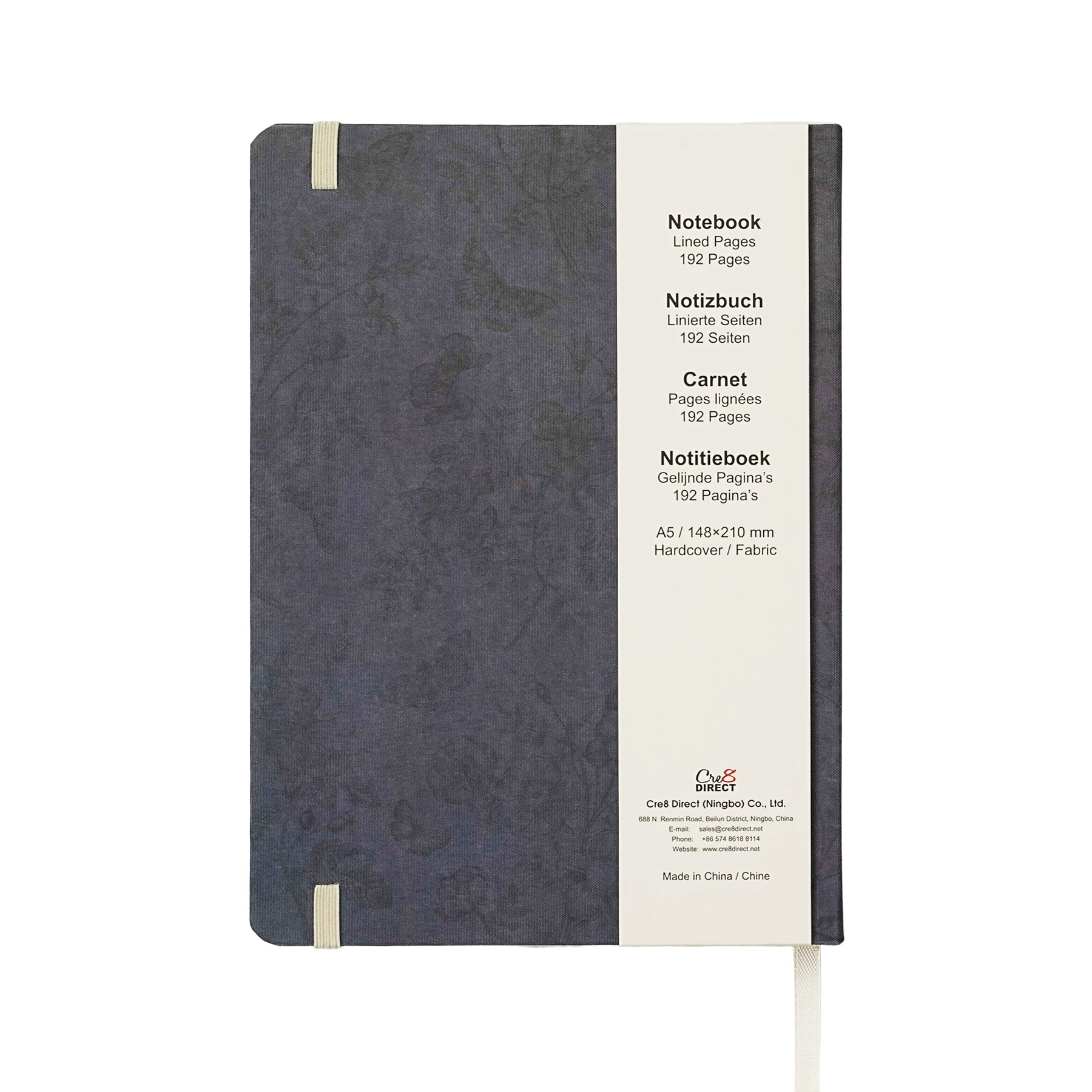 JUBILUU Carnet ligné A5 à couverture rigide en tissu floral 96 pages - Midnight Blossom