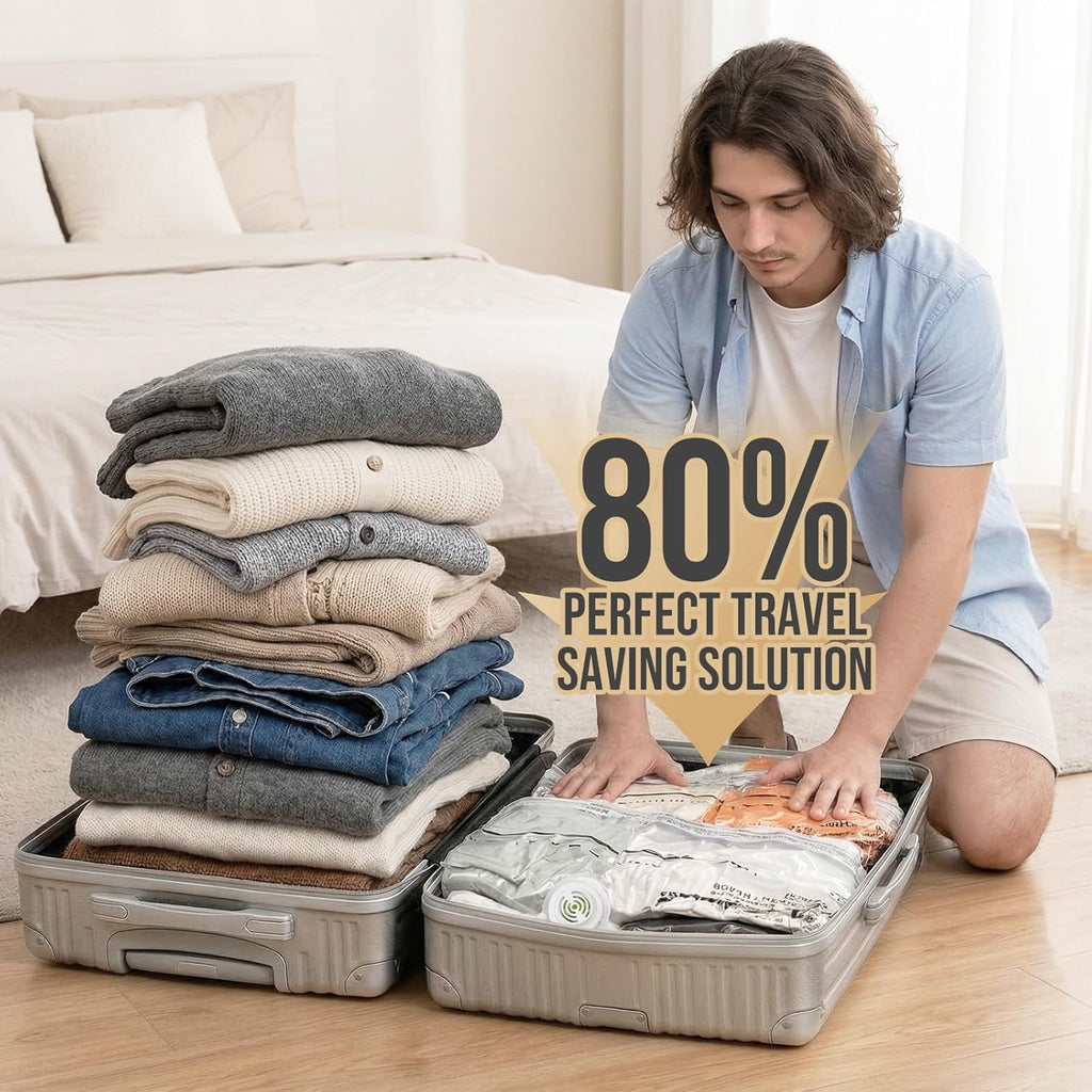 Taili Lot de 8 Sacs de rangement sous vide cubiques, Taille moyenne (63,5 x 48,3 x 27,9 cm), pour vêtements, couettes, couvertures, vêtements de bébé et accessoires de voyage