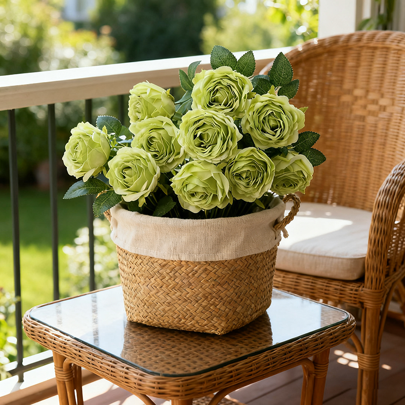 1 Pièce 18,89 in / 48 cm Bouquet de Fleurs de Roses Artificielles en Soie pour Maison Bureau Fêtes Mariée et Décoration de Mariage (Vert)