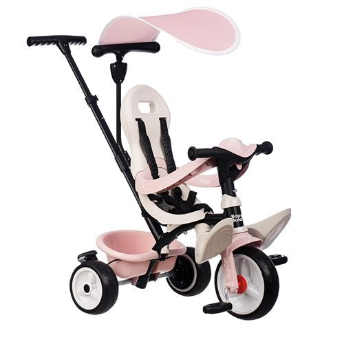 Smoby - Tricycle Baby Balade Rose - Evolutif 3 en 1 - Poignée Parentale Réglable - Frein de Parking, Repose-pied, Pare-soleil Anti-UV - A Partir de 10 Mois Jusqu'à 3 Ans - Fabrication Espagnole