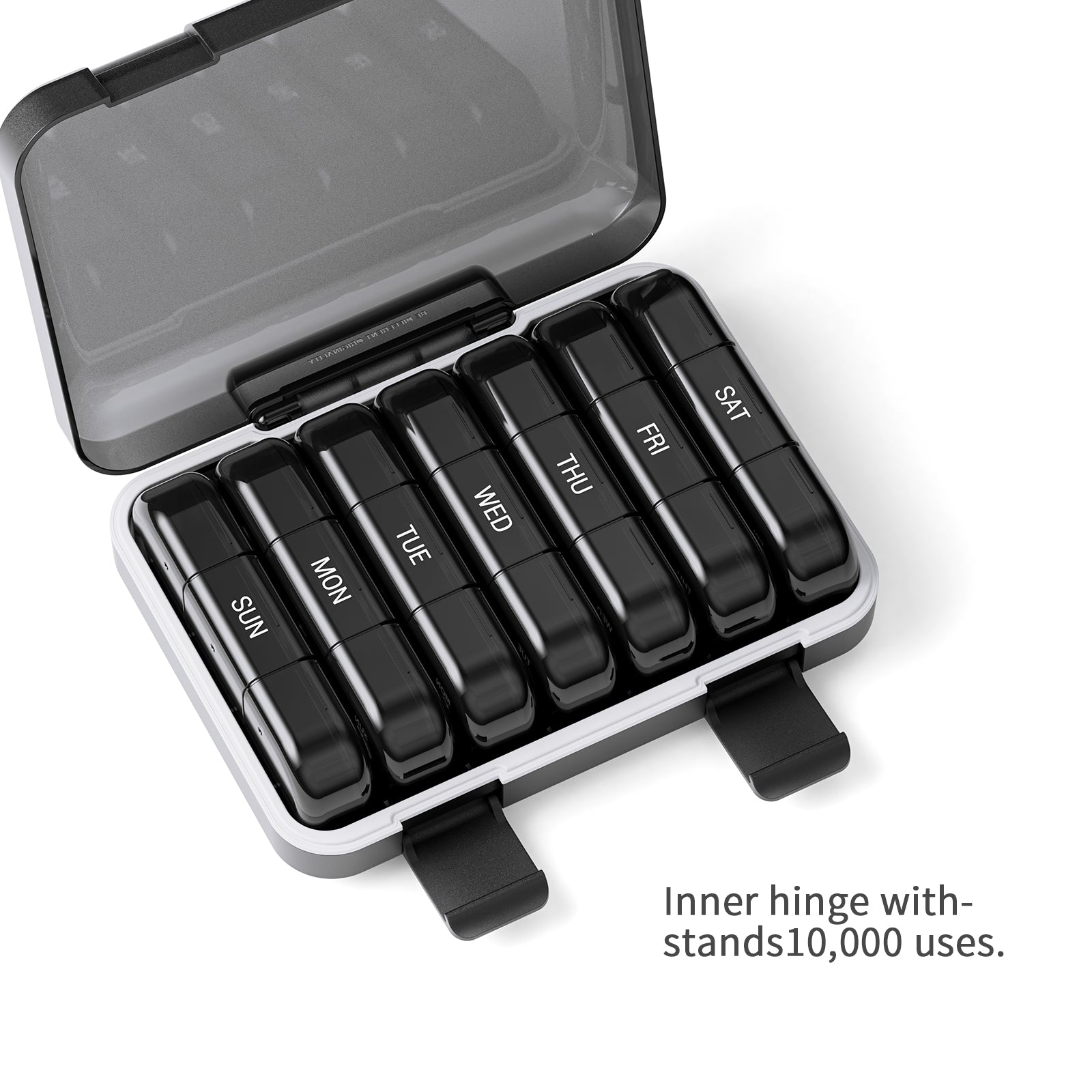 GAONLY Pilulier hebdomadaire 3 prises par jour, Boîte à pilules de voyage portable 7 jours avec grands compartiments, Étui à pilules opaque pour vitamines, médicaments