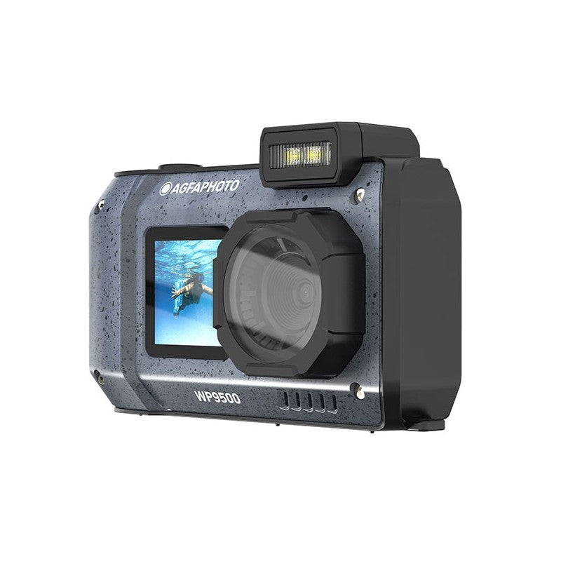 AgfaPhoto Appareil photo numérique compact étanche 24 MP, Zoom numérique 18, Double écran, Vidéo 4K, Noir