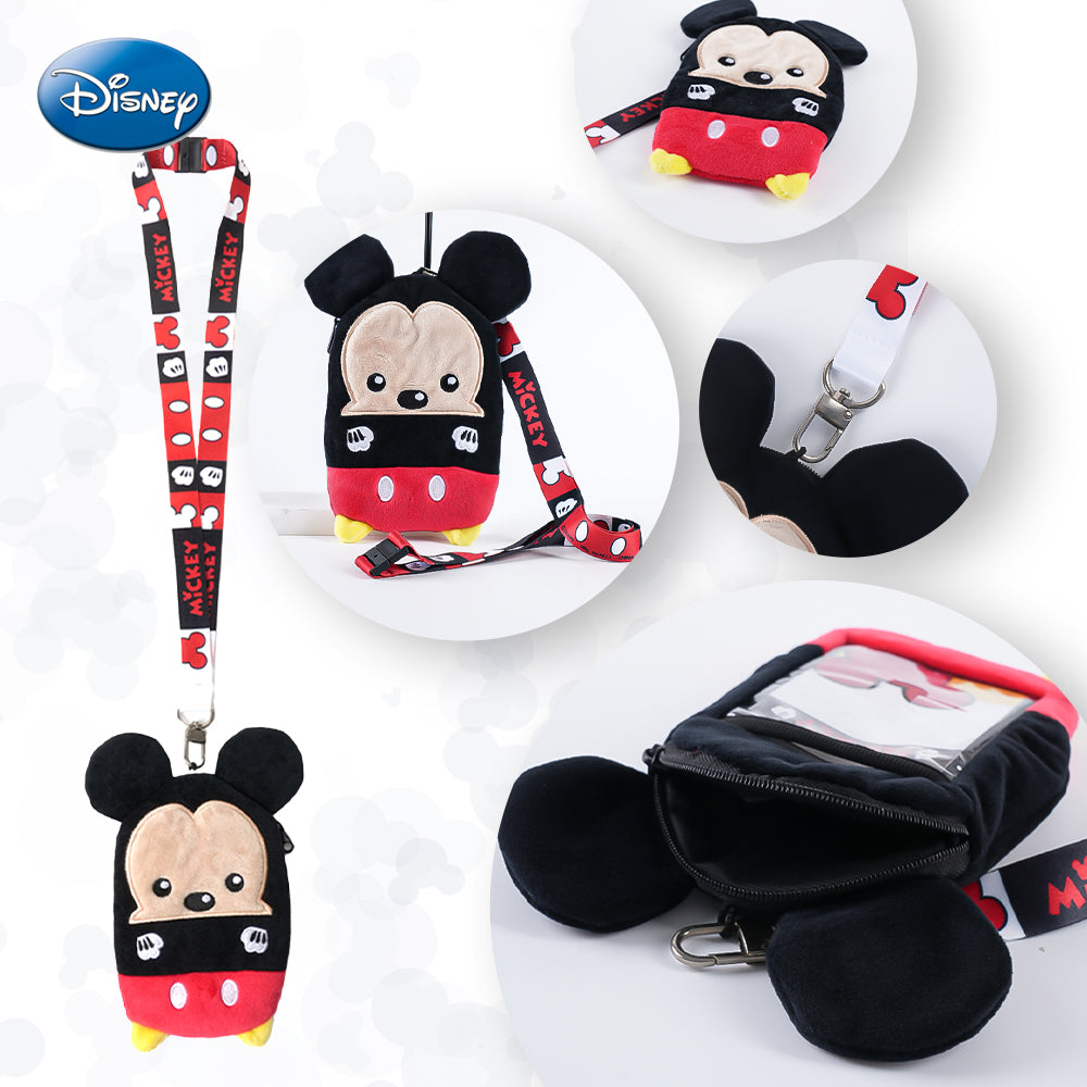 Disney 1 pièce Pochette tour de cou en peluche Mickey Mouse, sous licence officielle, dessin animé mignon, films d’animation, produit dérivé en peluche douce