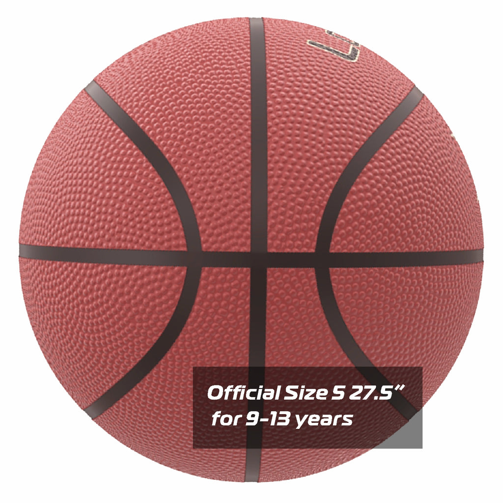 LONGSAIL Ballon de basket-ball en caoutchouc de haute qualité 27,5 po Taille n° 5 Brun rougeâtre